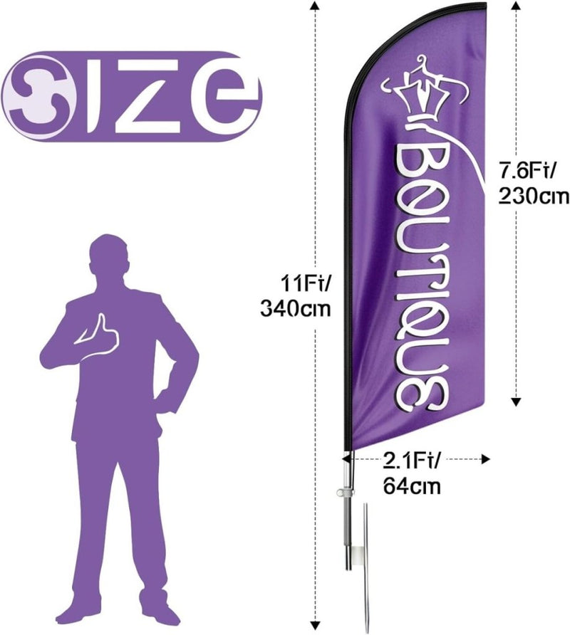 Boutique Signs - 11ft Boutique Feather Flag for Boutique Business - FSFlag