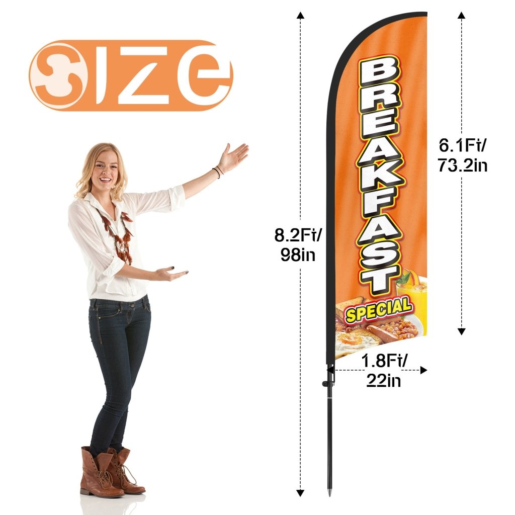Breakfast Signs - 8Ft Breakfast Special Feather Flags Pole Kit