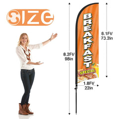 Breakfast Signs - 8Ft Breakfast Special Feather Flags Pole Kit