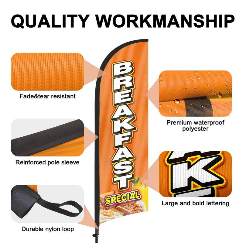 Breakfast Signs - 8Ft Breakfast Special Feather Flags Pole Kit
