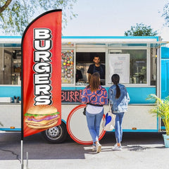 Burgers Sign - 8ft Burgers Feather Flag!（Flagpole Not Included） - FSFlag