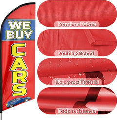 Buy Car Flags - 8ft We Buy Cars Feather Flag for We Buy Cars Business（Flagpole Not Included） - FSFlag