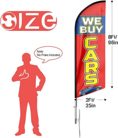 Buy Car Flags - 8ft We Buy Cars Feather Flag for We Buy Cars Business（Flagpole Not Included） - FSFlag