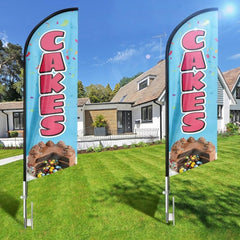 Cake Sign - 8ft Cakes Feather Flag!（Flagpole Not Included） - FSFlag