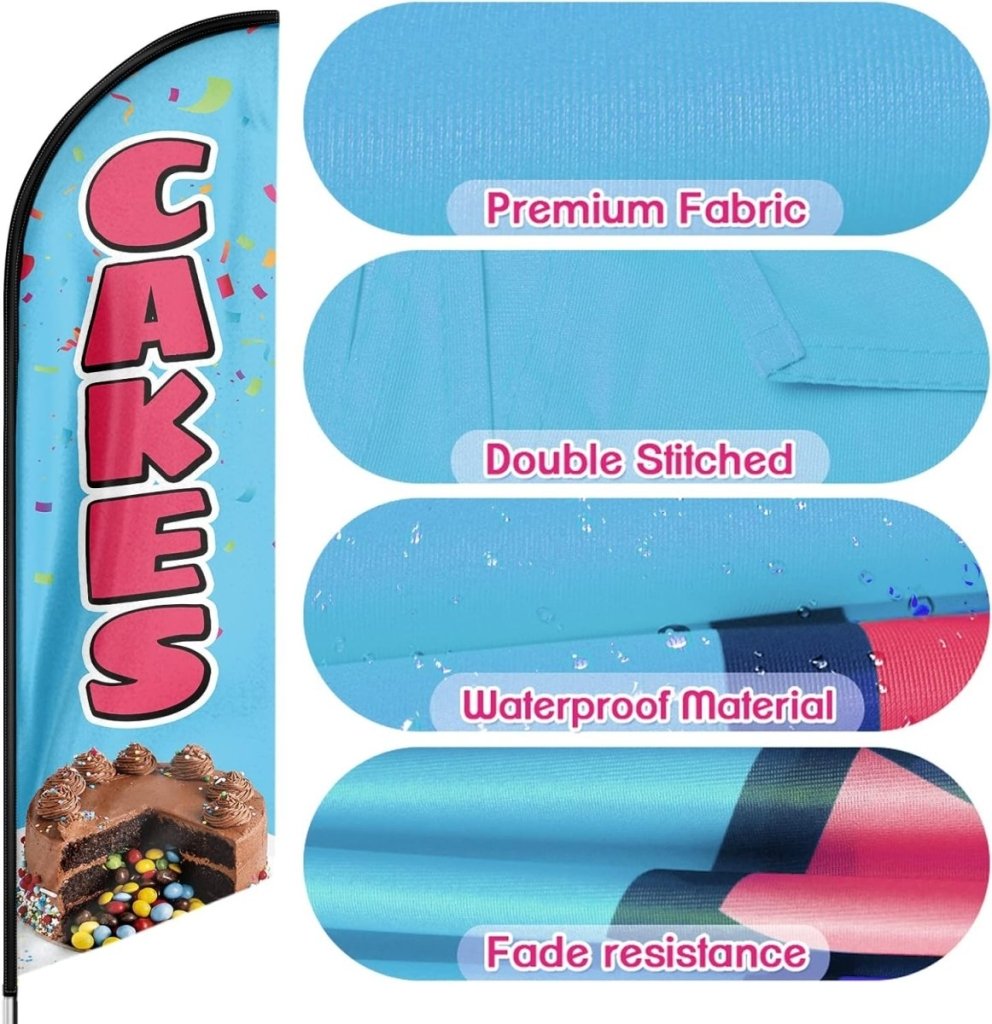 Cake Sign - 8ft Cakes Feather Flag!（Flagpole Not Included） - FSFlag