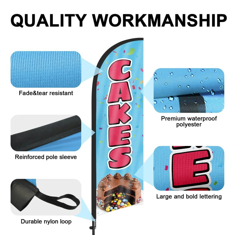 Cakes Flag - 8Ft Cakes Feather Flag Pole Kit