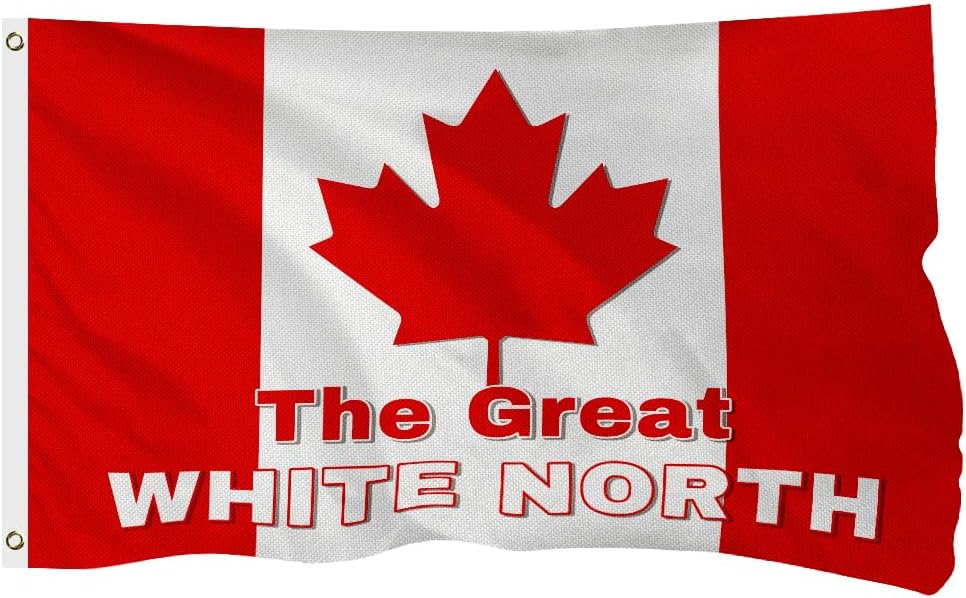 Canada Canadian The Great White North Flag for Outside, 400D Heavy Duty Polyester, Double - Sided Printing, Quadruple Stitched Fly Hem, Fade Resistant, 2 Brass Grommets