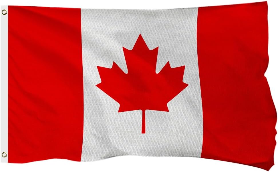 Canada Flag for Outside, 400D Heavy Duty Polyester, Double - Sided Printing, Quadruple Stitched Fly Hem, Fade Resistant, 2 Brass Grommets（副本）