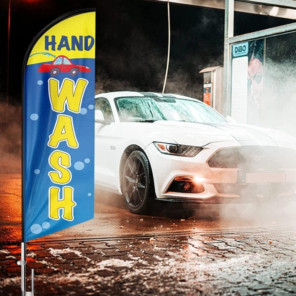 Car Wash Signs - 11ft Car Wash Feather Flag Pole Kit for Car Auto Wash - FSFlag