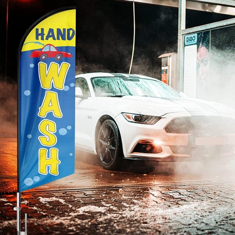 Car Wash Signs - 11ft Car Wash Feather Flag Pole Kit for Car Auto Wash - FSFlag
