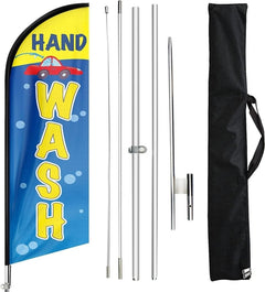 Car Wash Signs - 11ft Car Wash Feather Flag Pole Kit for Car Auto Wash - FSFlag