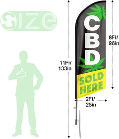 CBD Sold Here Flag - 11ft Black CBD Sold Here Feather Flag for CBD Business - FSFlag
