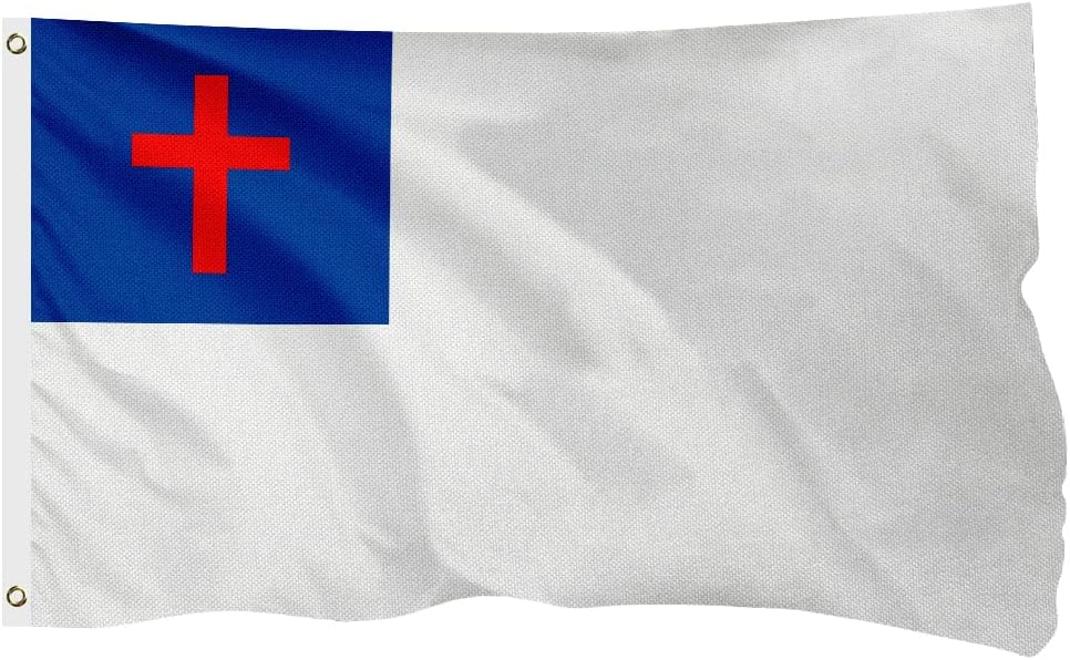 Christian Flag Religious Flag for Outside, 400D Heavy Duty Polyester, Double - Sided Printing, Quadruple Stitched Fly Hem, Fade Resistant, 2 Brass Grommets