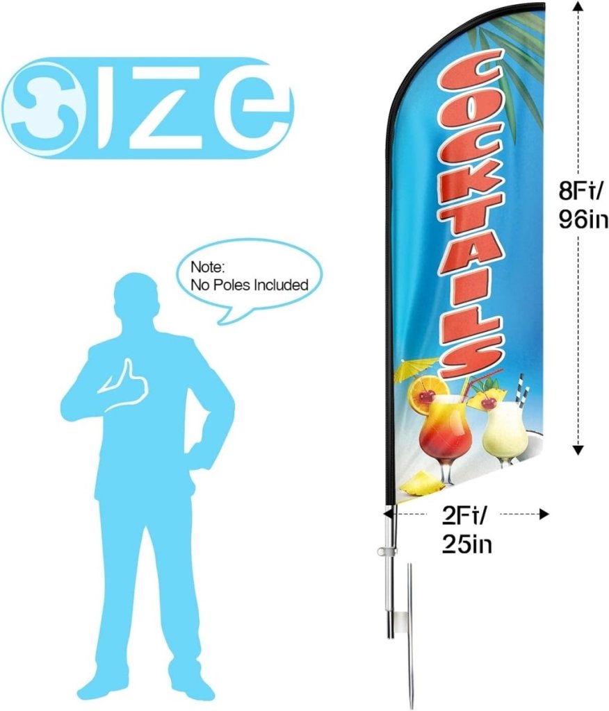 Cocktail sign - Cocktails Feather Flag!（Flagpole Not Included） - FSFlag