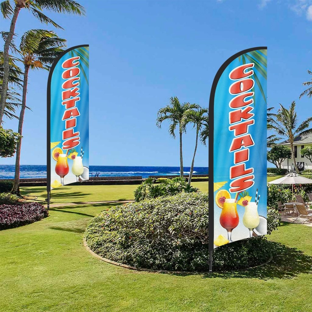 Cocktails Sign–8Ft Feather Flag with Pole & Stake