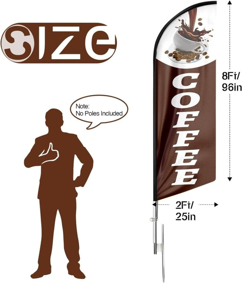 Coffee Flag - 8ft Coffee Feather Flag!（Flagpole Not Included） - FSFlag