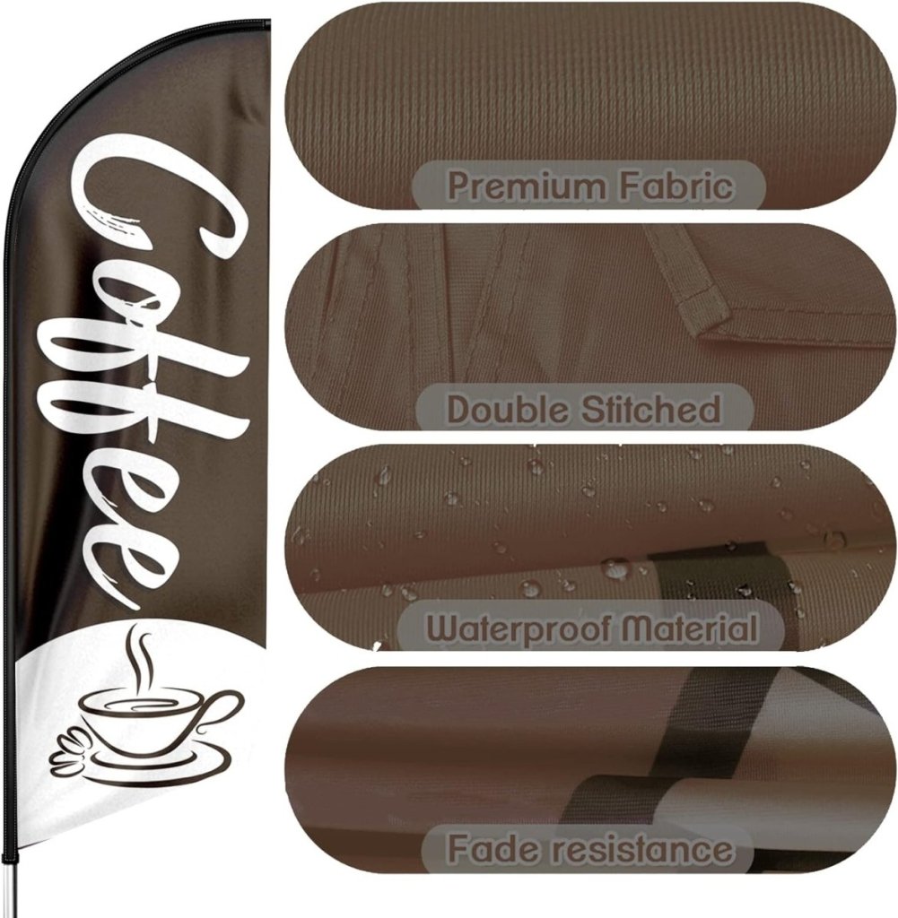 Coffee Shop Signs - Coffee Feather Flag!（Flagpole Not Included） - FSFlag