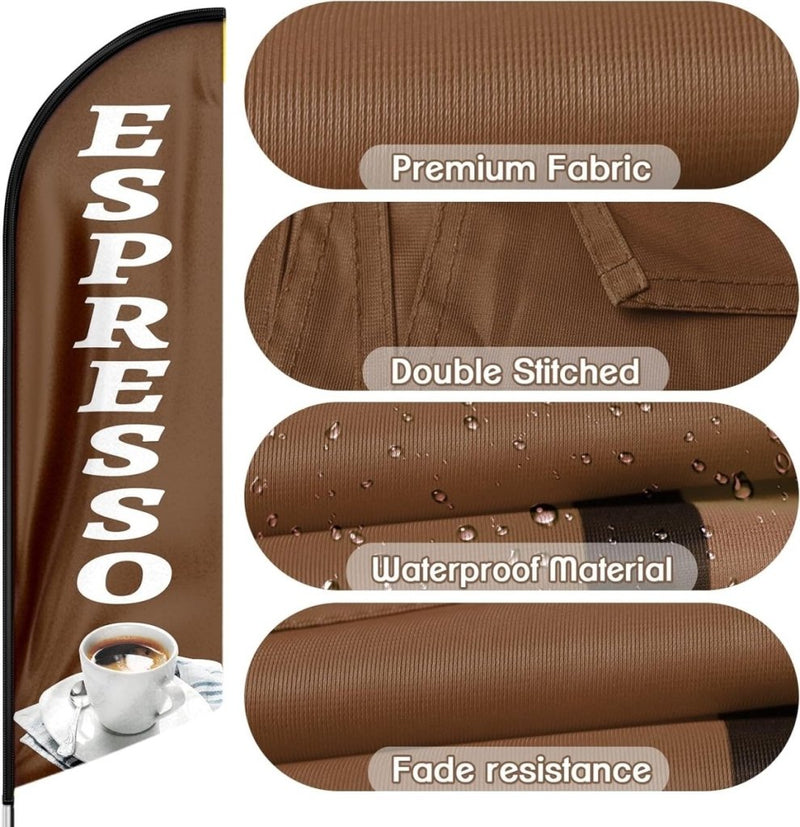 Coffee sign - 8ft Coffee Espresso Feather Flag!（Flagpole Not Included） - FSFlag