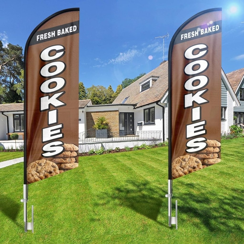Cookies Sign - 8ft Fresh Baked Cookies Feather Flag!（Flagpole Not Included） - FSFlag