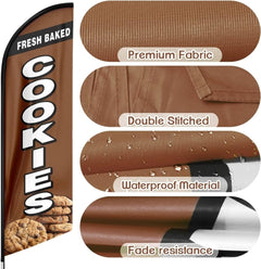 Cookies Sign - 8ft Fresh Baked Cookies Feather Flag!（Flagpole Not Included） - FSFlag