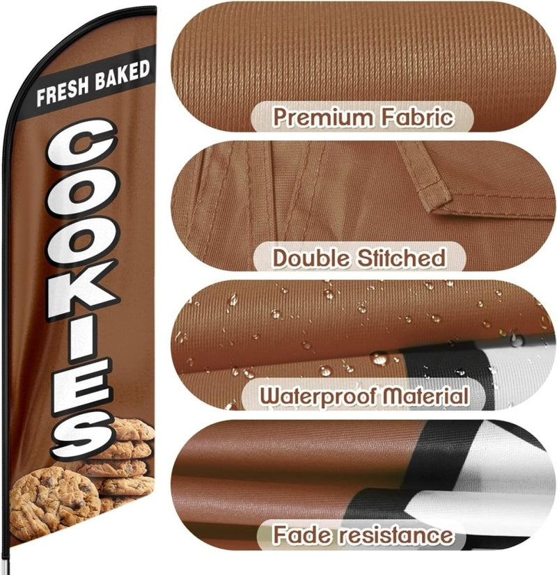 Cookies Sign - 8ft Fresh Baked Cookies Feather Flag!（Flagpole Not Included） - FSFlag