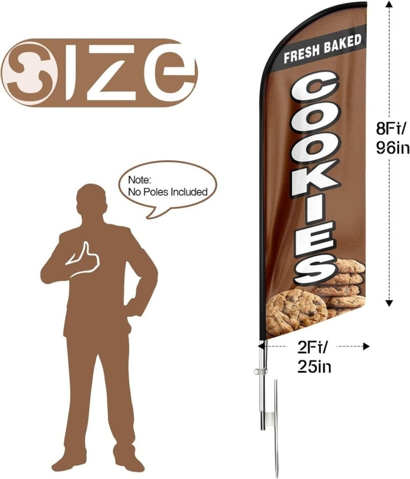 Cookies Sign - 8ft Fresh Baked Cookies Feather Flag!（Flagpole Not Included） - FSFlag