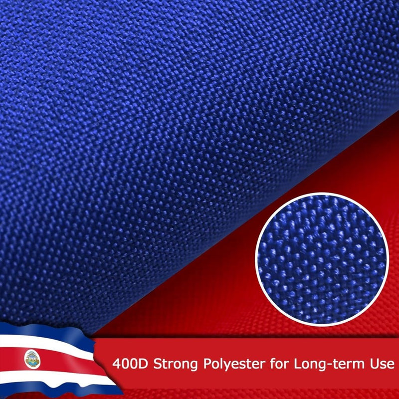 Costa Rica Costa Rican Flag for Outside, 400D Heavy Duty Polyester, Double - Sided Printing, Quadruple Stitched Fly Hem, Fade Resistant, 2 Brass Grommets