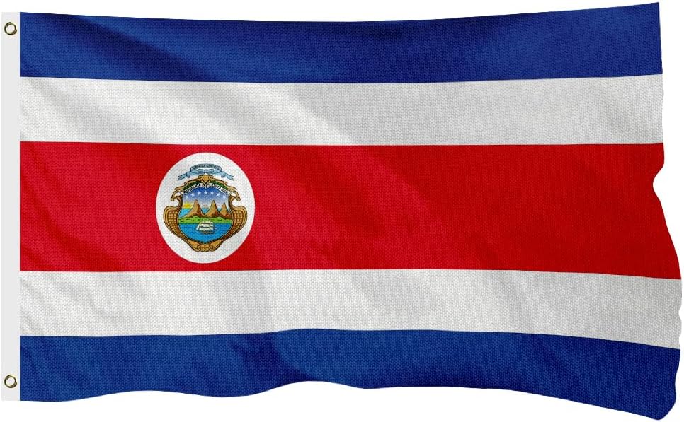 Costa Rica Costa Rican Flag for Outside, 400D Heavy Duty Polyester, Double - Sided Printing, Quadruple Stitched Fly Hem, Fade Resistant, 2 Brass Grommets