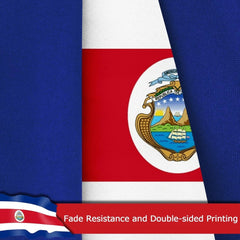 Costa Rica Costa Rican Flag for Outside, 400D Heavy Duty Polyester, Double - Sided Printing, Quadruple Stitched Fly Hem, Fade Resistant, 2 Brass Grommets