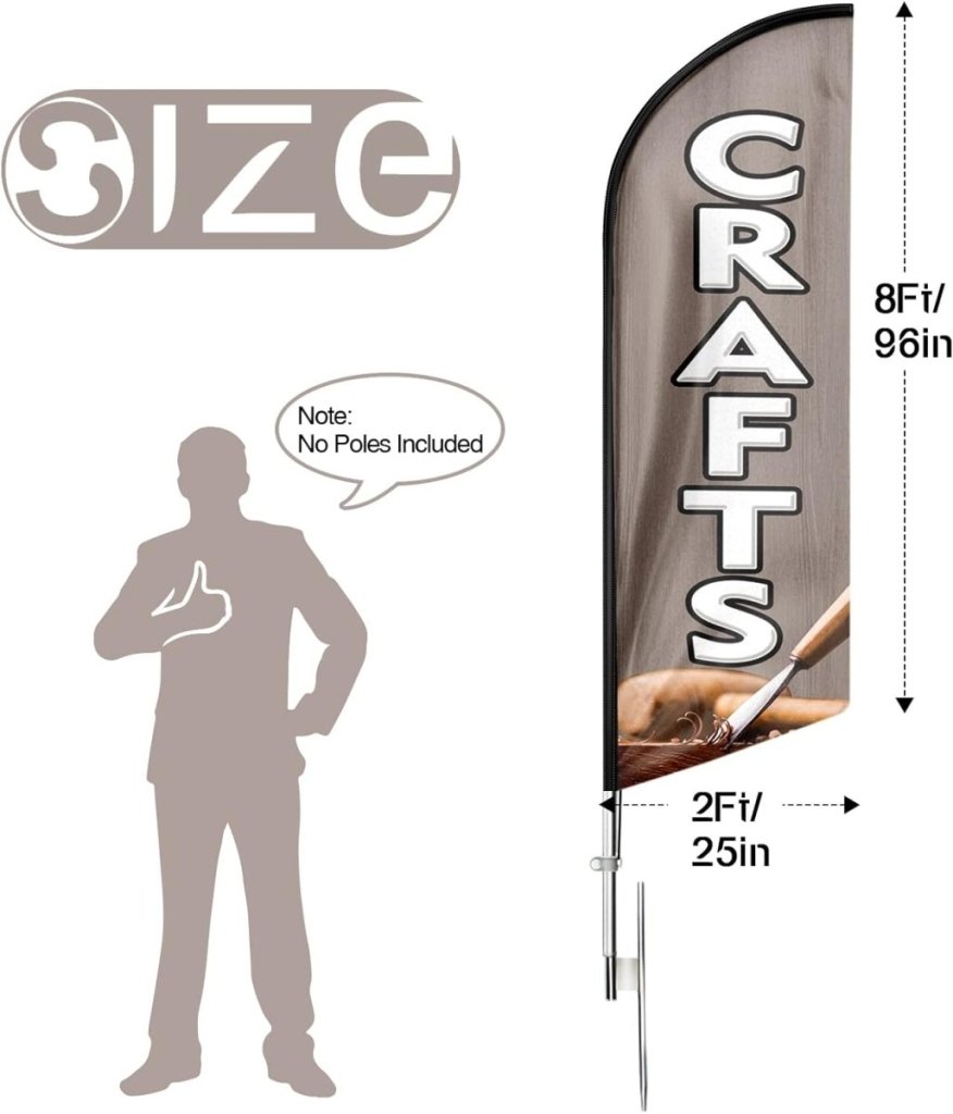 Craft Signs - 8ft Crafts Feather Flag for Crafts Business（Flagpole Not Included） - FSFlag