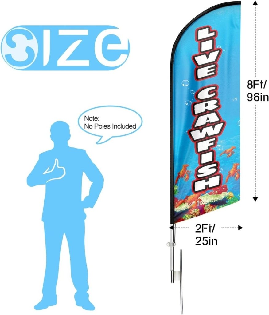 Crawfish Flag - 8ft Live Crawfish Feather Flag!（Flagpole Not Included） - FSFlag