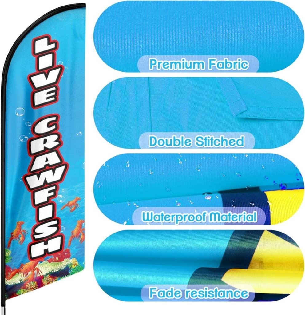 Crawfish Flag - 8ft Live Crawfish Feather Flag!（Flagpole Not Included） - FSFlag