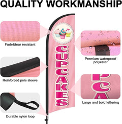 Cupcake Sign - 8ft Cupcakes Feather Flag Kit with Pole and Stake - FSFlag