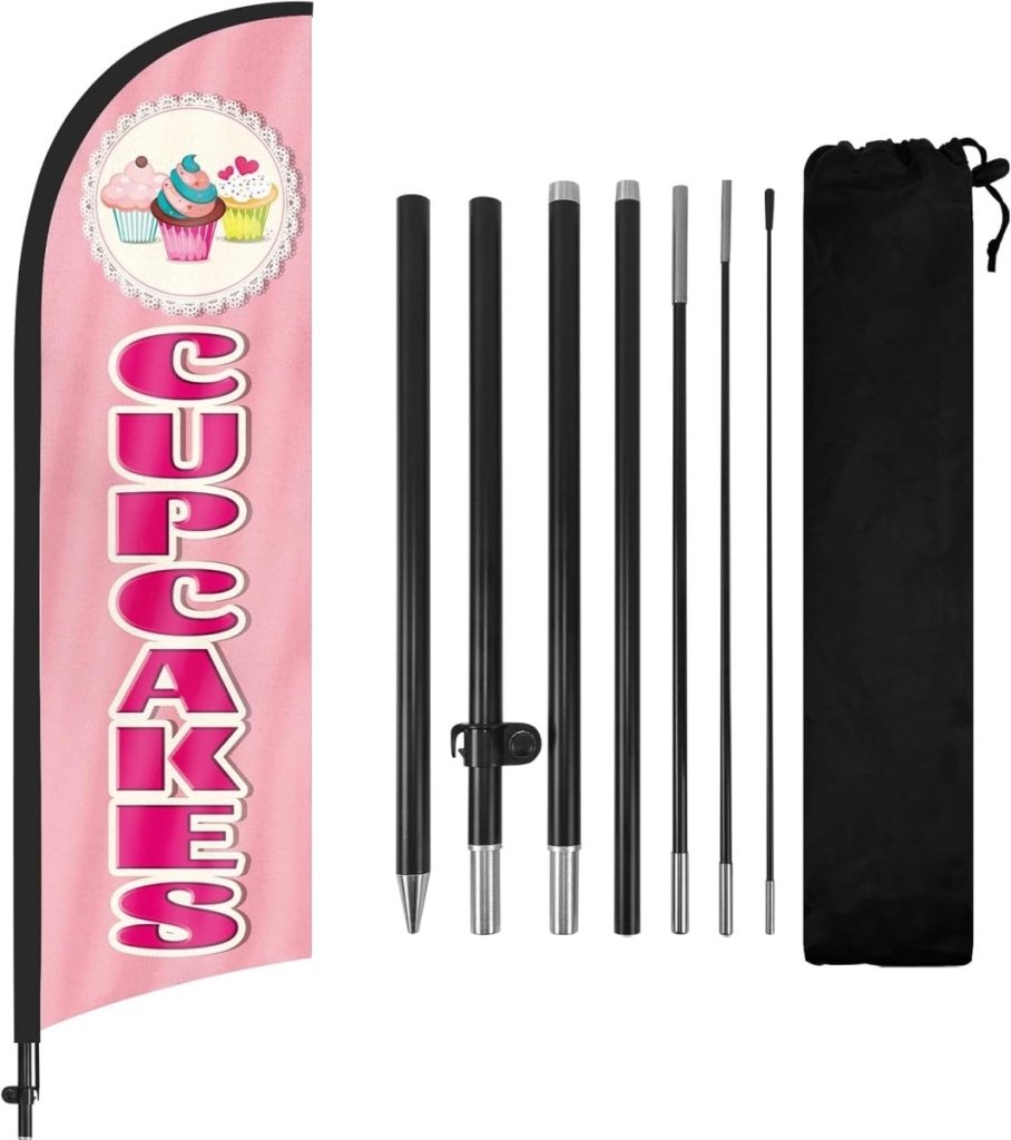 Cupcake Sign - 8ft Cupcakes Feather Flag Kit with Pole and Stake - FSFlag