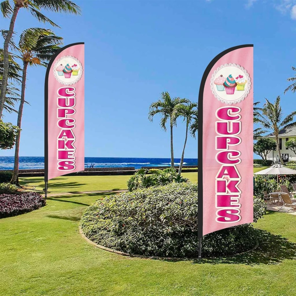Cupcake Sign-8ft Cupcakes Feather Flag Kit with Pole and Stake