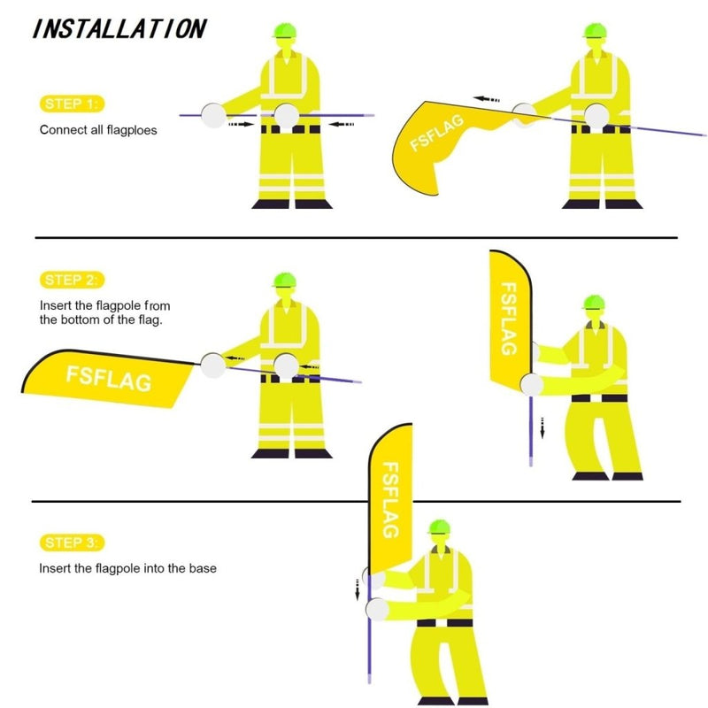 Custom Blade Flags - 1.6x6.6,2x8,3x12FT,Single/Double（Flagpole Not Included） - FSFlag