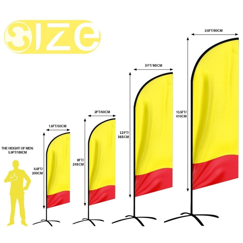 Custom Blade Flags - 2.6x13.5FT,Single/Double（Flagpole Not Included） - FSFlag