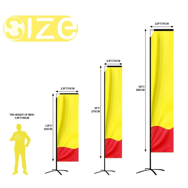 Custom Rectangle Swooper Flag - 2.3x7.2FT, Single/Double - Sided（Flagpole Not Included） - FSFlag