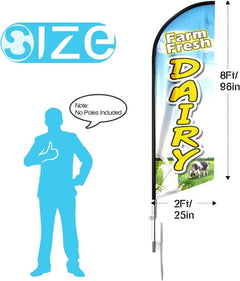 Dairy sign - 8ft Dairy Feather Flag for Dairy Business（Flagpole Not Included） - FSFlag