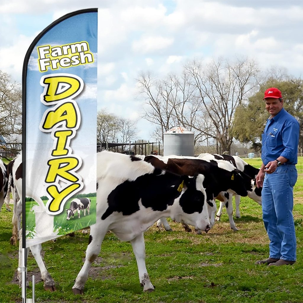Dairy sign-8ft Dairy Feather Flag for Dairy Business（Flagpole Not Included）