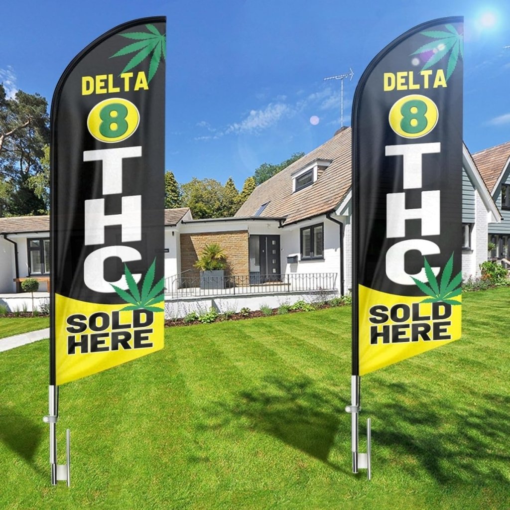 Delta 8 Thc Sign - 8ft Delta 8 THC Sold Here Feather Flag for Delta 8 THC Sold Here Business（Flagpole Not Included） - FSFlag