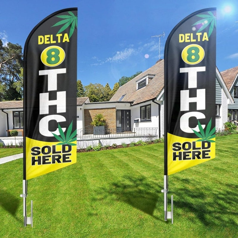 Delta 8 Thc Sign - 8ft Delta 8 THC Sold Here Feather Flag for Delta 8 THC Sold Here Business（Flagpole Not Included） - FSFlag