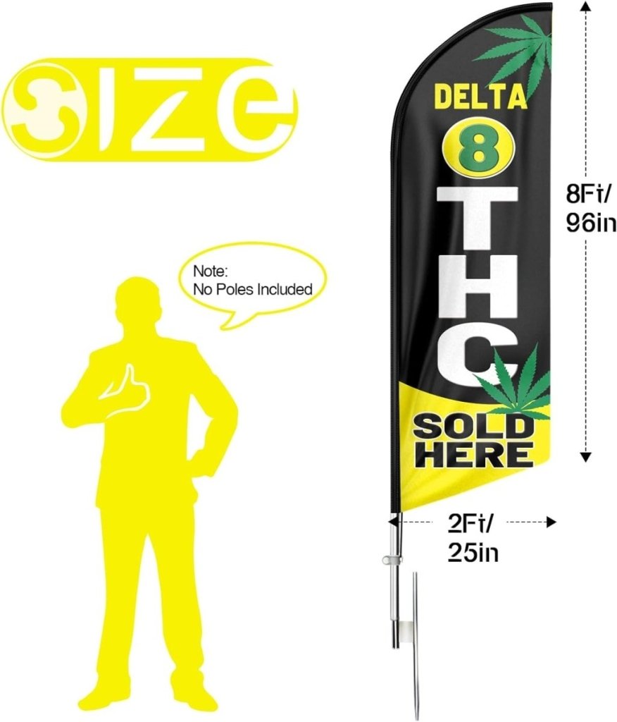 Delta 8 Thc Sign - 8ft Delta 8 THC Sold Here Feather Flag for Delta 8 THC Sold Here Business（Flagpole Not Included） - FSFlag