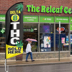 Delta 8 Thc Sign - 8ft Delta 8 THC Sold Here Feather Flag for Delta 8 THC Sold Here Business（Flagpole Not Included） - FSFlag