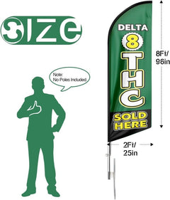 8ft Green Delta 8 THC Sold Here Feather Flag Set for Businesses (Flagpole Not Included) - FSFlag.