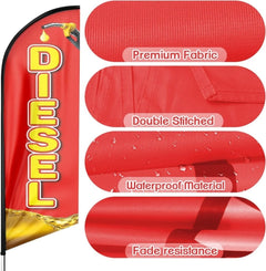 Diesel Sign - 8ft Red Diesel Feather Flag for Business（Flagpole Not Included） - FSFlag