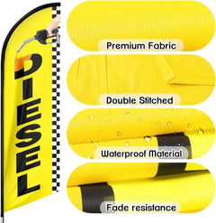 Diesel Sign - 8ft Yellow Diesel Sign Feather Flag for Diesel Business（Flagpole Not Included） - FSFlag