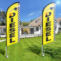 Diesel Sign - 8ft Yellow Diesel Sign Feather Flag for Diesel Business（Flagpole Not Included） - FSFlag