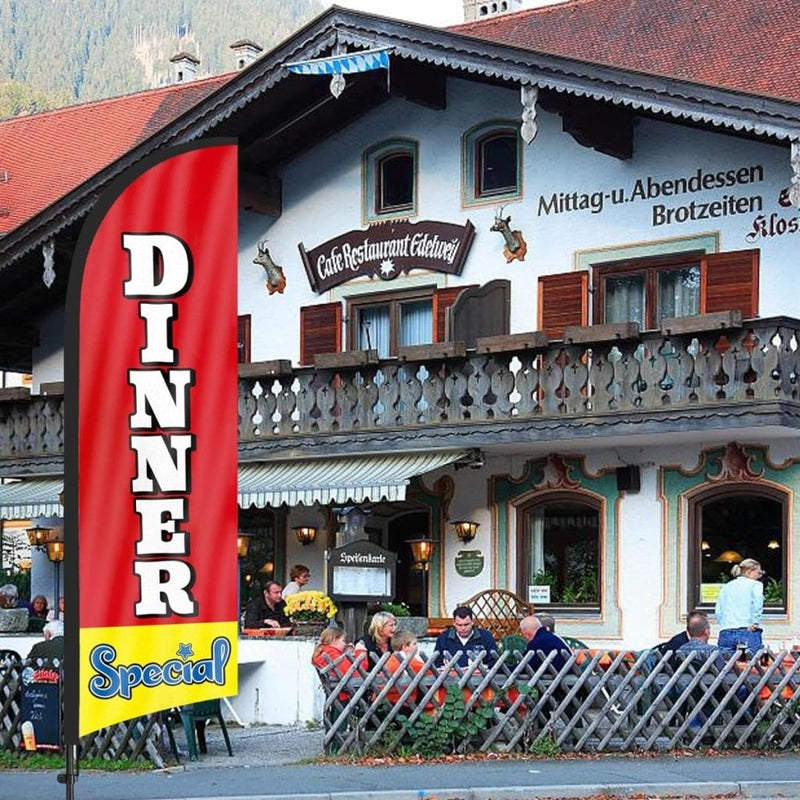 Dinner Special Sign - 8ft Dinner Special Feather Flag Kit with Pole and Stake - FSFlag