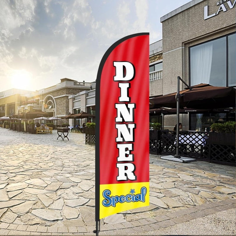 Dinner Special Sign - 8ft Dinner Special Feather Flag Kit with Pole and Stake - FSFlag